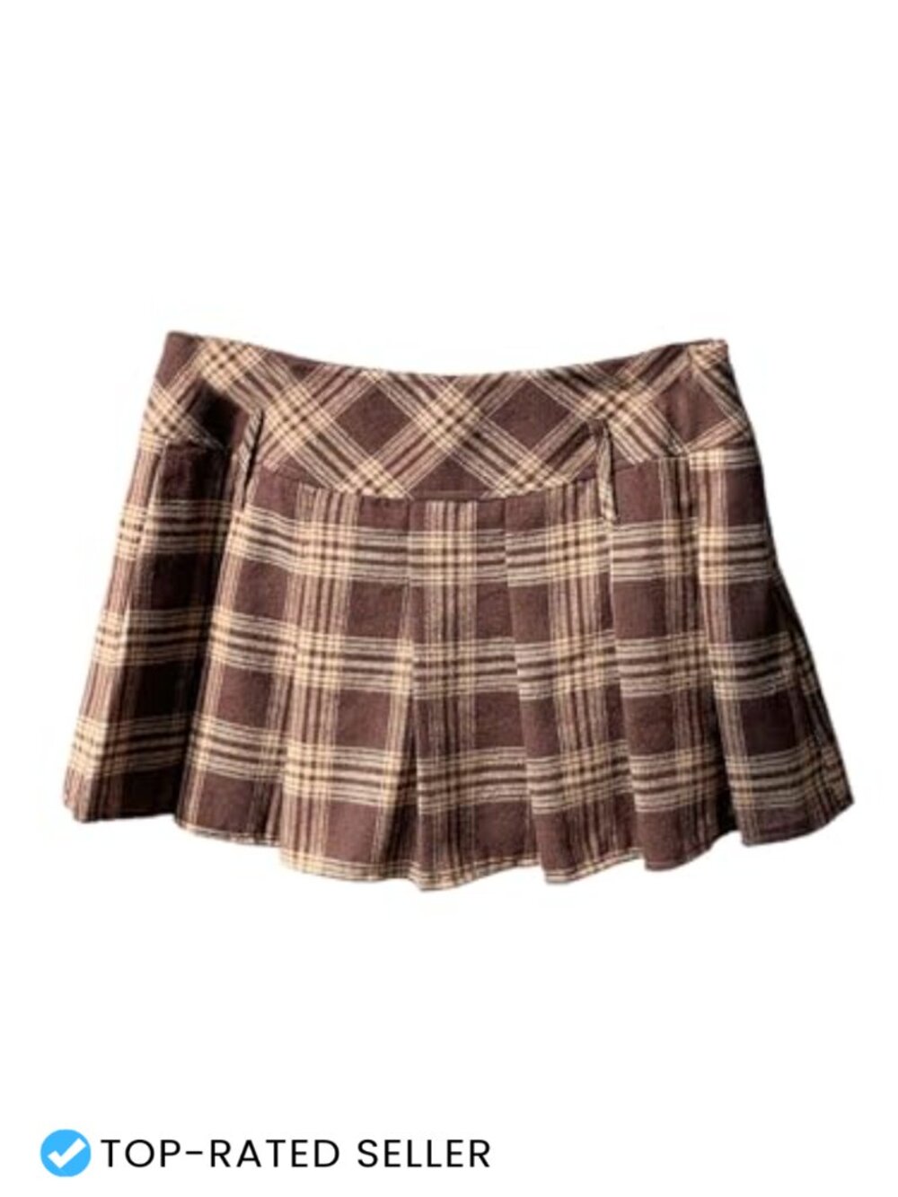 Plaid Mini Skirt with Pleated Hem and Built-in Shorts